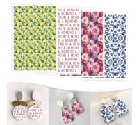 OTCRAFT Lot de 12 feuilles de papier transfert sur le thème du sapin de Noël citron 4 motifs 15 x 9 cm pour argile polymère, papier de transfert pour fabrication de bijoux et boucles d'oreilles