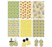 OTCRAFT Lot de 24 feuilles de papier de transfert en argile polymère pour fabrication de bijoux et boucles d'oreilles Motif tournesol, citron et fleurs Jaune 14 x 9 cm