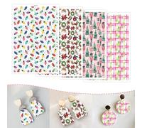 OTCRAFT Lot de 24 feuilles de papier de transfert pour ampoules colorées sur le thème de Noël - 4 motifs - Feuilles de transfert pour argile polymère - Papier de transfert pour fabrication de bijoux