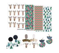 OTCRAFT Lot de 24 feuilles de papier de transfert sur le thème du sapin de Noël - 4 motifs - 15 x 9 cm - Papier de transfert en argile polymère pour la fabrication de bijoux et de boucles d'oreilles