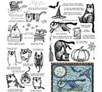 OTCRAFT Lot de 3 tampons en caoutchouc transparent en forme de chat d'Halloween - Citrouille d'hiver - Pour bricolage, scrapbooking, gaufrage, fabrication de cartes, cadeaux, album, papier