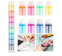 OTCRAFT Lot de 8 pinceaux à poils souples avec boîte de rangement - Mini pinceaux empilables - 1,9 cm - Pour la fabrication de cartes, la peinture, le dessin, les poignées - Outil mélangeur d'encre