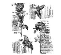 OTCRAFT Timbre transparent pour loisirs créatifs, scrapbooking, loisirs créatifs, fournitures artistiques faites à la main Motif vieux journal, fleurs et papillons