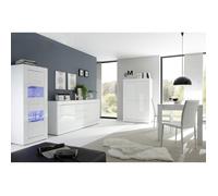 OTELLO - Ensemble Séjour avec Buffet 2 Portes 3 Tiroirs Finition Blanc Laqué Weiss - Altobuy Blanc