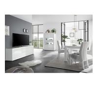 OTELLO - Ensemble Séjour avec Buffet bas 2 Portes 2 Tiroirs Finition Blanc Laqué Weiss -