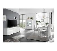 OTELLO - Ensemble Séjour avec Buffet bas 2 Portes 2 Tiroirs Finition Blanc Laqué Weiss -