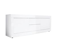 OTELLO - Meuble TV 2 Portes 2 Tiroirs Finition Blanc Laqué Weiss