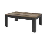 OTELLO - Table Basse Rectangulaire Noir Mat Plateau Aspect Bois Antik