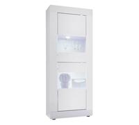OTELLO - Vitrine 2 Portes Finition Blanc Laqué Weiss avec Leds - Altobuy Blanc