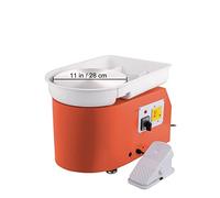 OTENC 28cm poterie Roue Machine 350W pédale Commande électrique Art Bricolage céramique Argile Sculpture Outil avec Plateau tournant 18 pièces Facile à Utiliser pour Les Pros et Les débutants(Oranje)