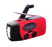 OTENC Générateur portatif, Radio Multifonction manivelle Solaire USB FM/AM/WB Radios météo Lampe de Poche d'urgence Torche Batterie Externe pour la Maison, Le Camping, l'extérieur(Color:Rot)