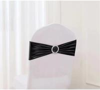 OTENG Nœuds de Chaise pour Mariage, Lot de 10/50/100 pièces, décoration de Chaise de Mariage, nœuds métalliques Brillants avec Boucle Ronde pour Banquet(Black,50pcs)