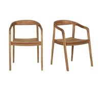 OTERO - Lot de 2 chaises d'extérieur en teck Marron