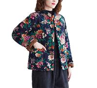 OTFTHPCW National coton lin tang costume manteaux Chine veste vintage vêtements nouvel an vêtements femmes style chinois, bleu marine, XL