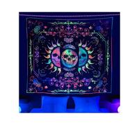 Other Wall Decor Blacklight Trippy Sun and Moon Stars Tapestry UV Reactive Skull Tapestry Psychedelic Wall Hanging Blacklight Skeleton Tapestries for