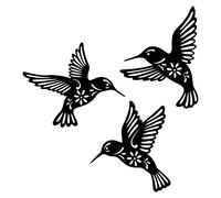 Otherway Sculpture Murale en Métal, 3 Pièces Décoration Murale en Fer Forgé, Art Mural en Métal Vie avec Oiseaux Déco Noir, Décoration d'art Mural, Écoration D'intérieur & Jardin