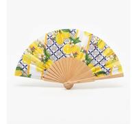 OTHERWISETRIVIAL Éventail pliable en plastique/bois et polyester, 23 cm fermé, 42 cm, ouvert, uni ou à motifs, idéal pour les mariages et les événements d'été (Limoni 859/bois)