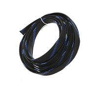 Othmro Gaine de câble extensible en PET de 2,5 m - Noir et bleu - Pour TV, audio, PC - Protège des animaux de compagnie à mâcher