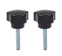 Othmro Lot de 2 M6x35 Poignée de Serrage à Filetage Femelle, Boutons étoiles en Bakélite Galvanisé, Bouton de Serrage de Poignée à Visser Noir, Adaptée à Porte De Placard Armoire Outils De Machine
