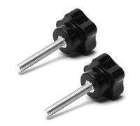 Othmro Lot de 2 M6x40 Poignée de Serrage à Filetage Femelle, Boutons étoiles en Bakélite Galvanisé, Bouton de Serrage de Poignée à Visser Noir, Adaptée à Porte De Placard Armoire Outils De Machine