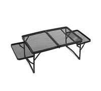 OTHZON Table de salle à manger pliante en alliage d'aluminium binaural avec cadre en grille de fer, table basse réglable en hauteur, table pliante noire, portable, ultra légère (couleur : table