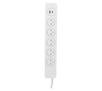 Otio Multiprise parafoudre Mantéa 5 prises 2P+T 16A 2 USB Easy Eject Blanc