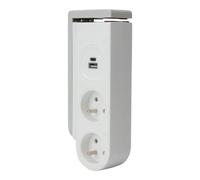Otio Bloc multiprise clipsable Gekko 2 prises 16A + 2 USB - Blanc