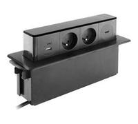 Otio Bloc multiprise encastrable 2x16A 2P+T + 2 ports USB Inox