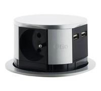 - Bloc multiprise encastrable 3 prises 16A 2P+T et 2 USB - Gris