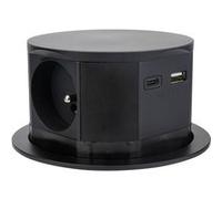 Otio Bloc multiprise encastrable compact 3 prises 16A (2P+T) et 2 USB Noir