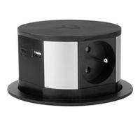 Bloc chargeur à induction rétractable sans interrupteur Otio 16 A/3A 3 modules avec USB 1,5m