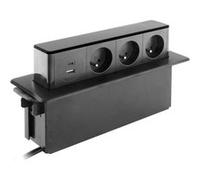 Otio - Bloc multiprise encastrable 3x 16A 2P+T + 2 ports USB - Noir Noir G