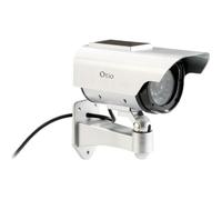 Otio - Caméra solaire factice LED clignotante - Effet dissuasion - Panneau solaire - Blanche - 15 cm
