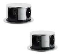 Lot de 2 blocs multiprises Inox encastrables compact - bureau ou cuisine Inox - Otio