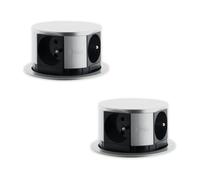Otio Lot de 2 multiprises encastrables compactes en INOX | Lot de 2 blocs multiprises encastrables compacts inox, installation sur bureau ou plan de travail, prise française de type E