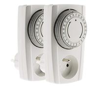 Otio - Lot de 2 Prises programmables mécaniques 24h - Noir & Blanc