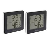 Otio - Lot de 2 thermomètres hygromètres Noir - écran LCD