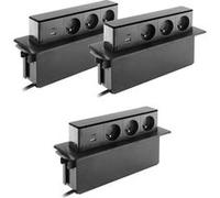 Otio - Lot de 3 blocs multiprises encastrables 3x16A 2P+T avec 2 ports USB - Noir Noir