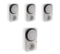 Otio - Lot de 4 Programmateurs Journaliers Mécaniques - Voyant 3500W - Noir et Blanc - Programmation Précise - Usage Intérieur - Sécurité Enfant Intégrée