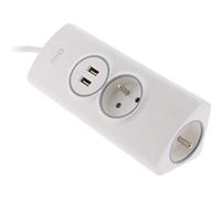 Otio Multiprise d'angle 2P 16A - 2 prises + 2 USB précâblée - Blanc - 1,5 m de câble