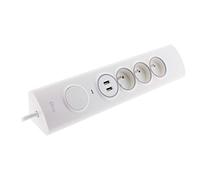 Otio Multiprise d'angle 3P 16A + 1P 16A latérale avec 2 USB parafoudre précâblée – Blanc