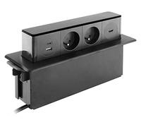 Otio Bloc multiprise encastrable 2x16A 2P+T + 2 ports USB Inox