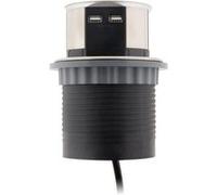 Otio - Multiprise encastrable Schuko 3 prises + 2 USB-A - Blanc/Noir