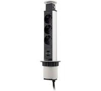 Multiprise encastrable Schuko 3x16A + 2 ports USB A - Blanc/Noir - Otio
