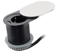 Prise encastrable Schuko + USB A avec couvercle à glissière - Noir - Otio