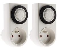 Otio Programmateur Mini journalier mécanique avec Interrupteur à Voyant - Blanc (Lot de 2)