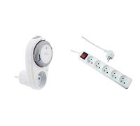 Otio - Programmateur Quotidien T10 Blanc & Expert Line - Multiprise électrique 5 Prises, Prise Multiple - Bloc multiprise électrique 5 Prises + Interrupteur, rallonge multiprises électriques - Blanc