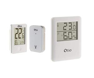 Otio - Thermomètre int/ext sans fil Blanc & Thermomètre/Hygromètre intérieur magnétique Blanc