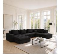 OTISIA - Canapé d’angle panoramique convertible en tissu - 6 palces - 350 cm - Angle droit