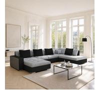 OTISIA - Canapé d’angle panoramique convertible en tissu - 6 palces - 350 cm - Angle droit